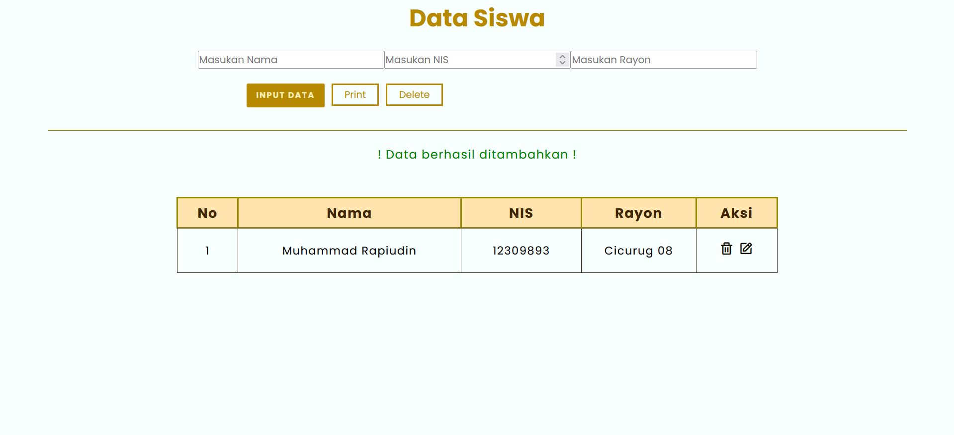 Input Data Siswa
